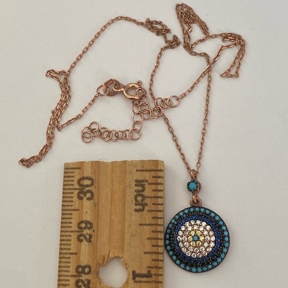 🧿925 Silver evileye necklace turquoise and cubic zirconia stones